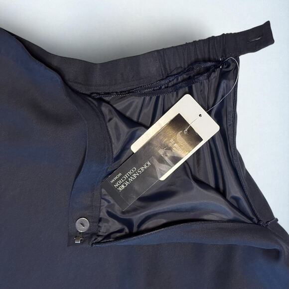 Vintage Jones New York Silk Maxi Skirt Plus 18W Navy Minimalist Elegant NWT 90s - Picture 7 of 8